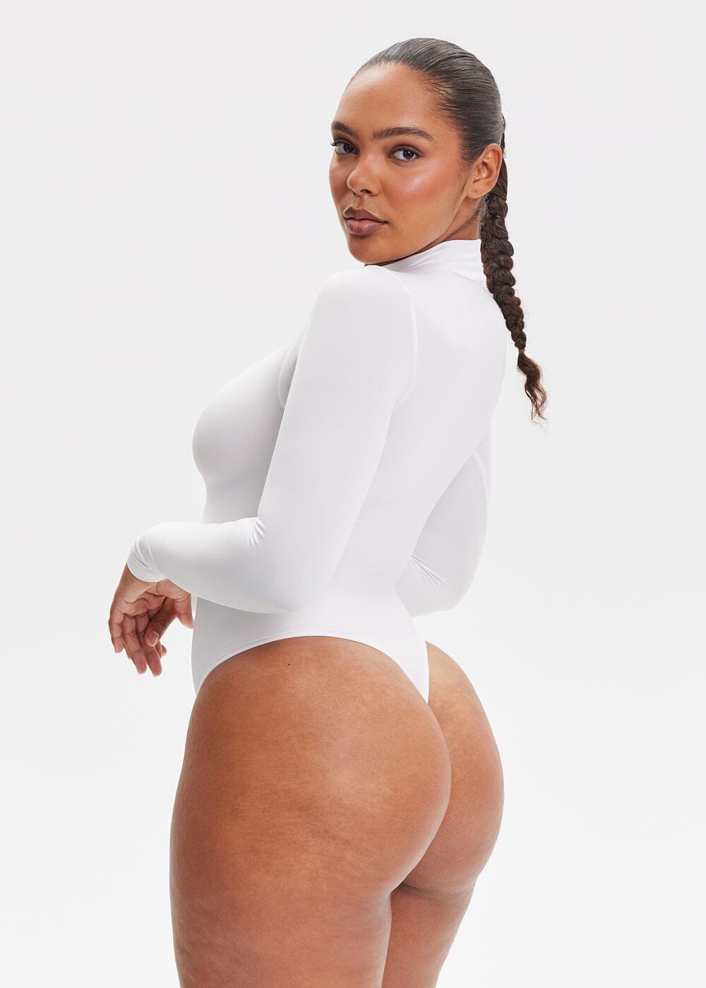 Turtle Neck Long Sleeve Thong Bodysuit - She's Waisted