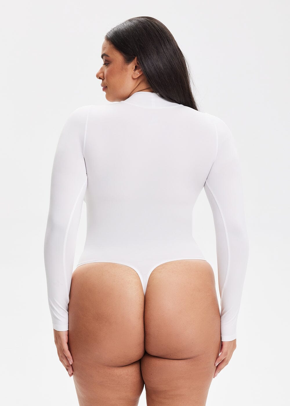 Turtle Neck Long Sleeve Thong Bodysuit - She's Waisted