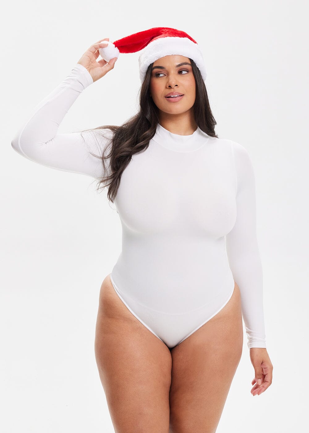 Turtle Neck Long Sleeve Thong Bodysuit - She's Waisted