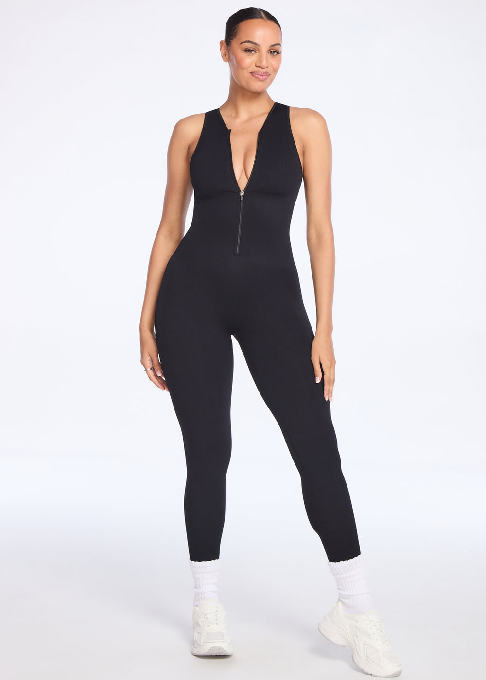Distressed Zip Front Jumpsuit