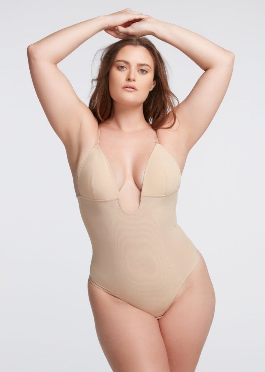 Plunge Shaping Bodysuit Thong - She's Waisted