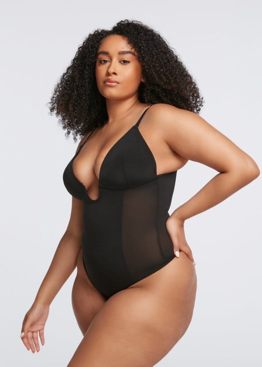 Plunge Shaping Bodysuit Thong - She's Waisted