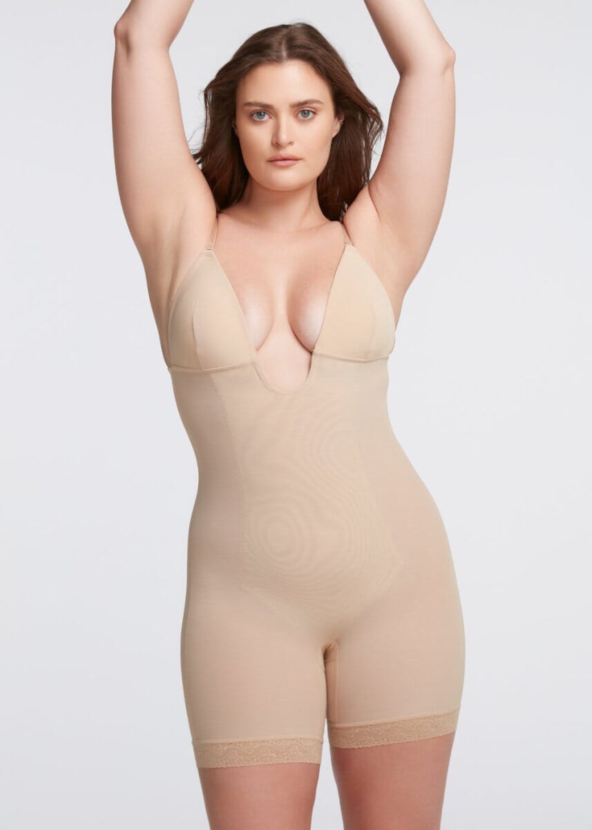Plunge Shaping Bodysuit Shorts - She's Waisted