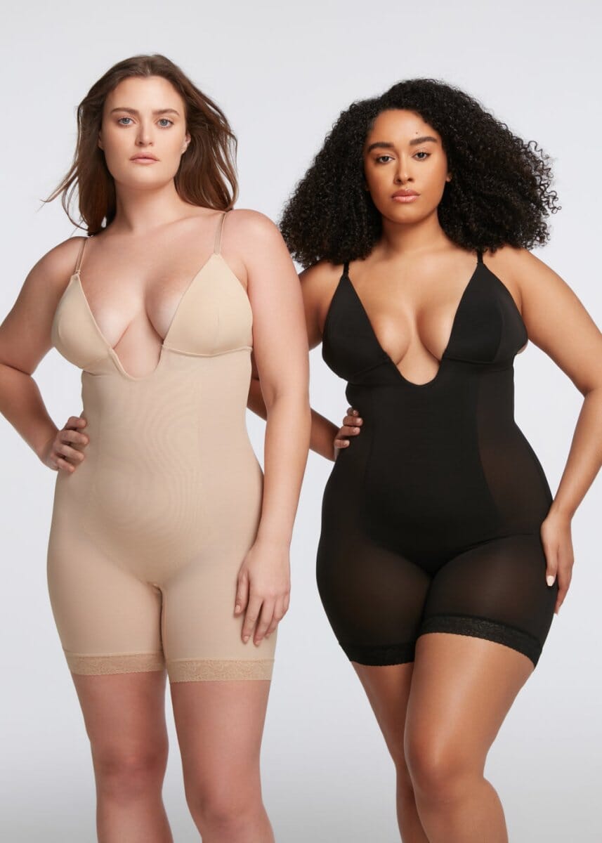 Plunge Shaping Bodysuit Shorts - She's Waisted