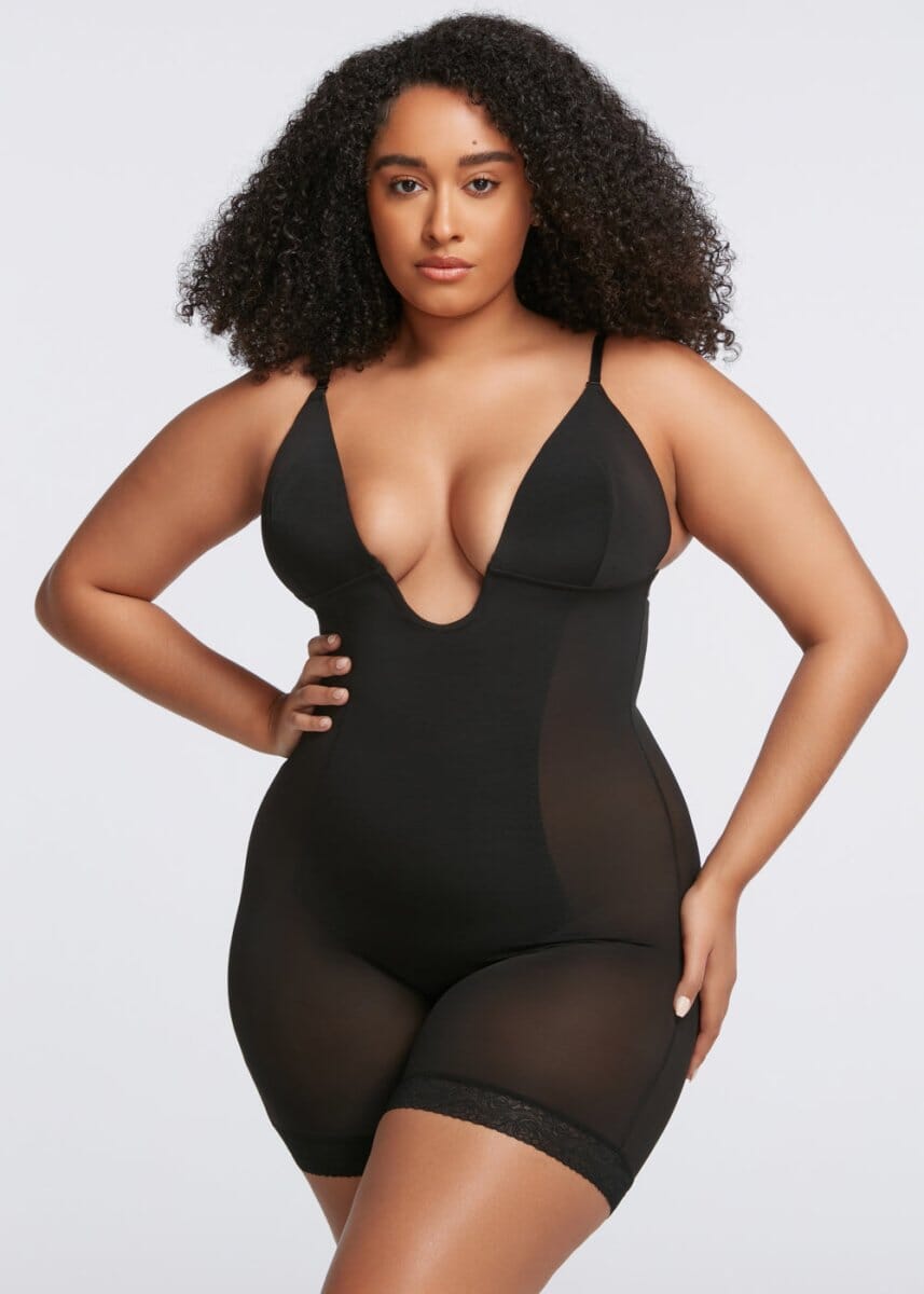 Plunge Shaping Bodysuit Shorts - She's Waisted