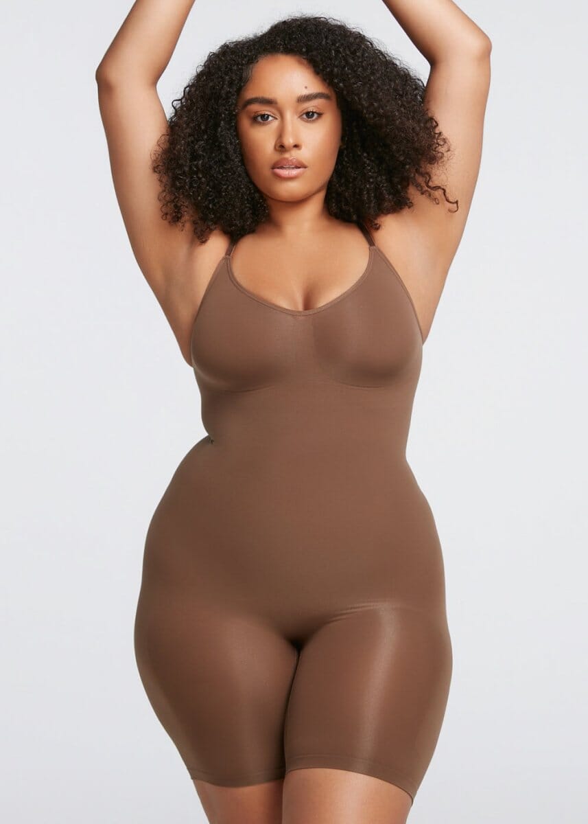 Bodysuit for Women Mid-Thigh Seamless Full Body Shaper Open Bust