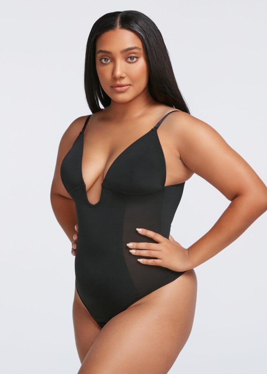 Plunge Shaping Bodysuit Thong - She's Waisted