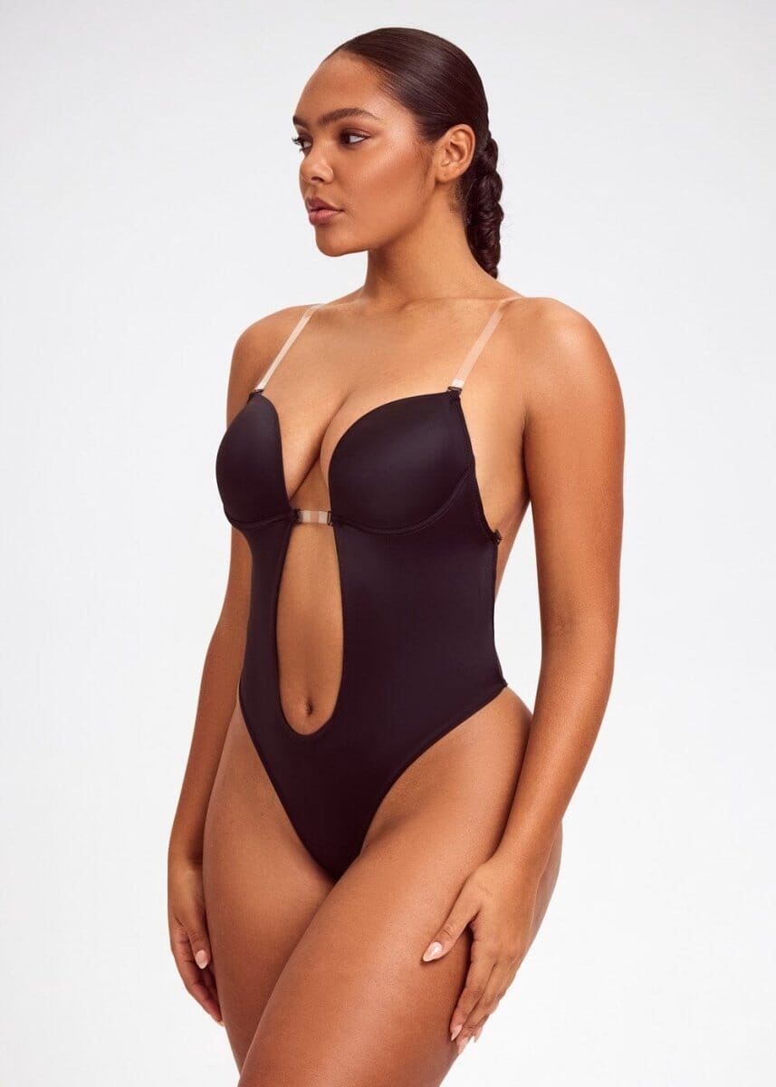 Plunge Backless Bra Bodysuit - She's Waisted