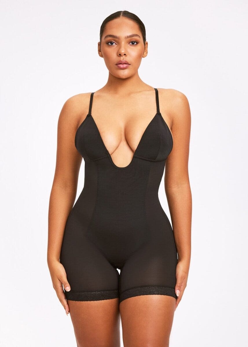 Plunge Shaping Bodysuit Shorts - She's Waisted