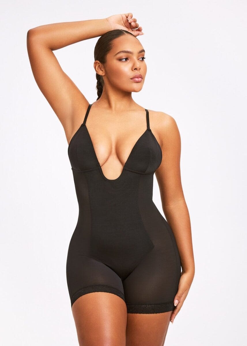 Plunge Shaping Bodysuit Shorts - She's Waisted