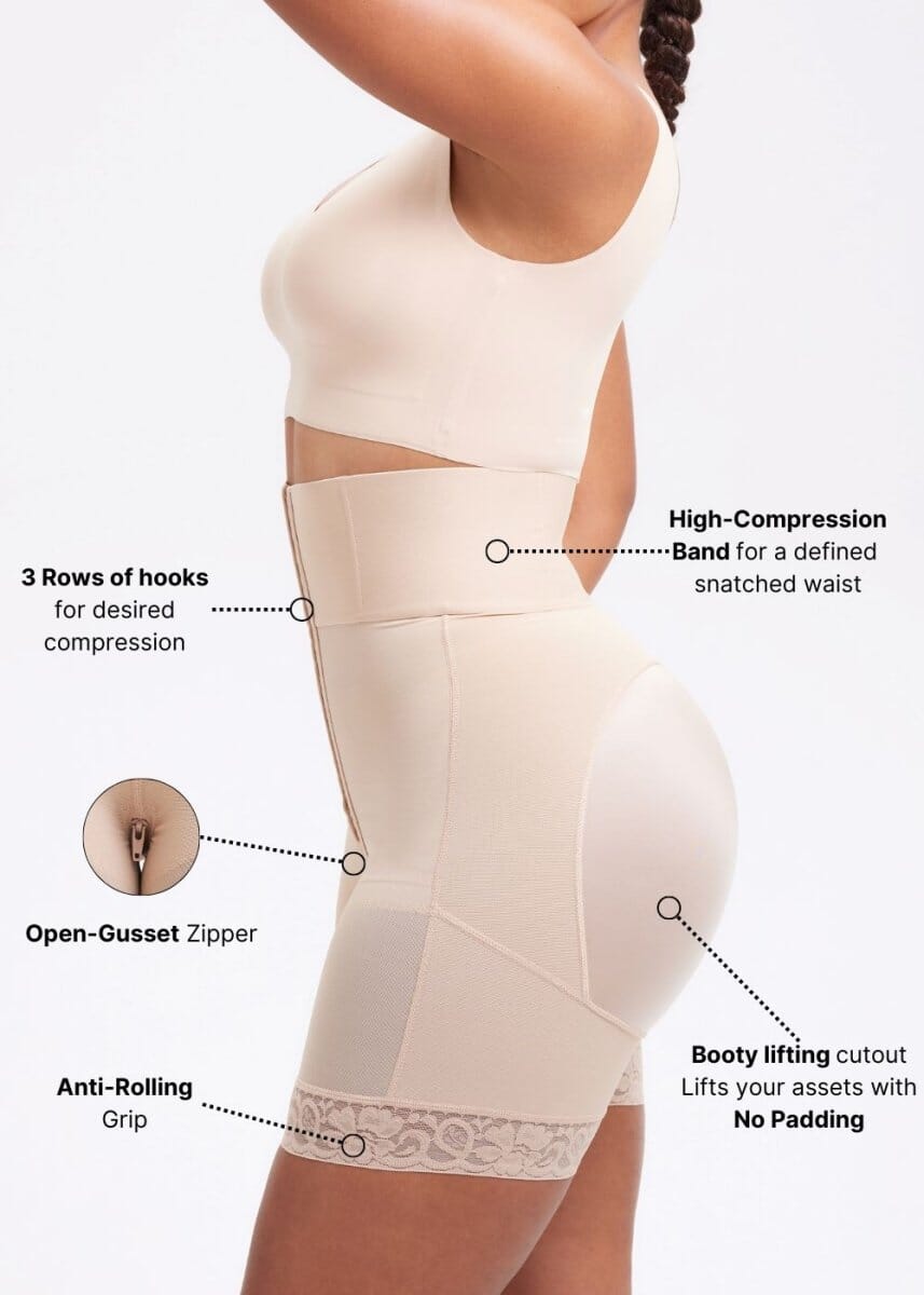Shapewear Women Seamless Gusset Opening With Hooks Stomach Double