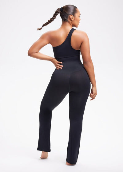 Cameran Cotton One Shoulder Flare Jumpsuit - White