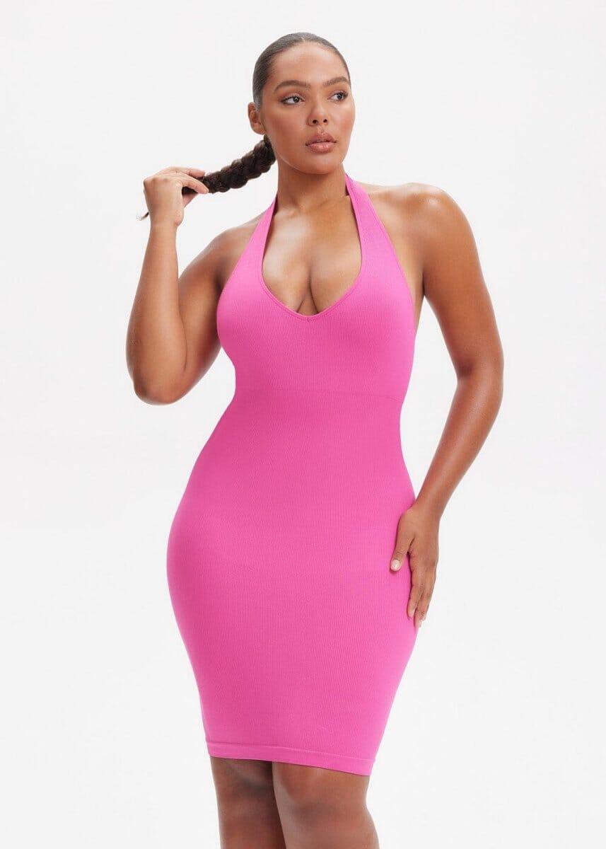 Shapewear Dress Halter Strap Mini - She's Waisted