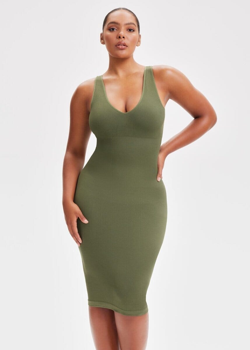 Shapewear Dress Deep V-Neck Tank - She's Waisted