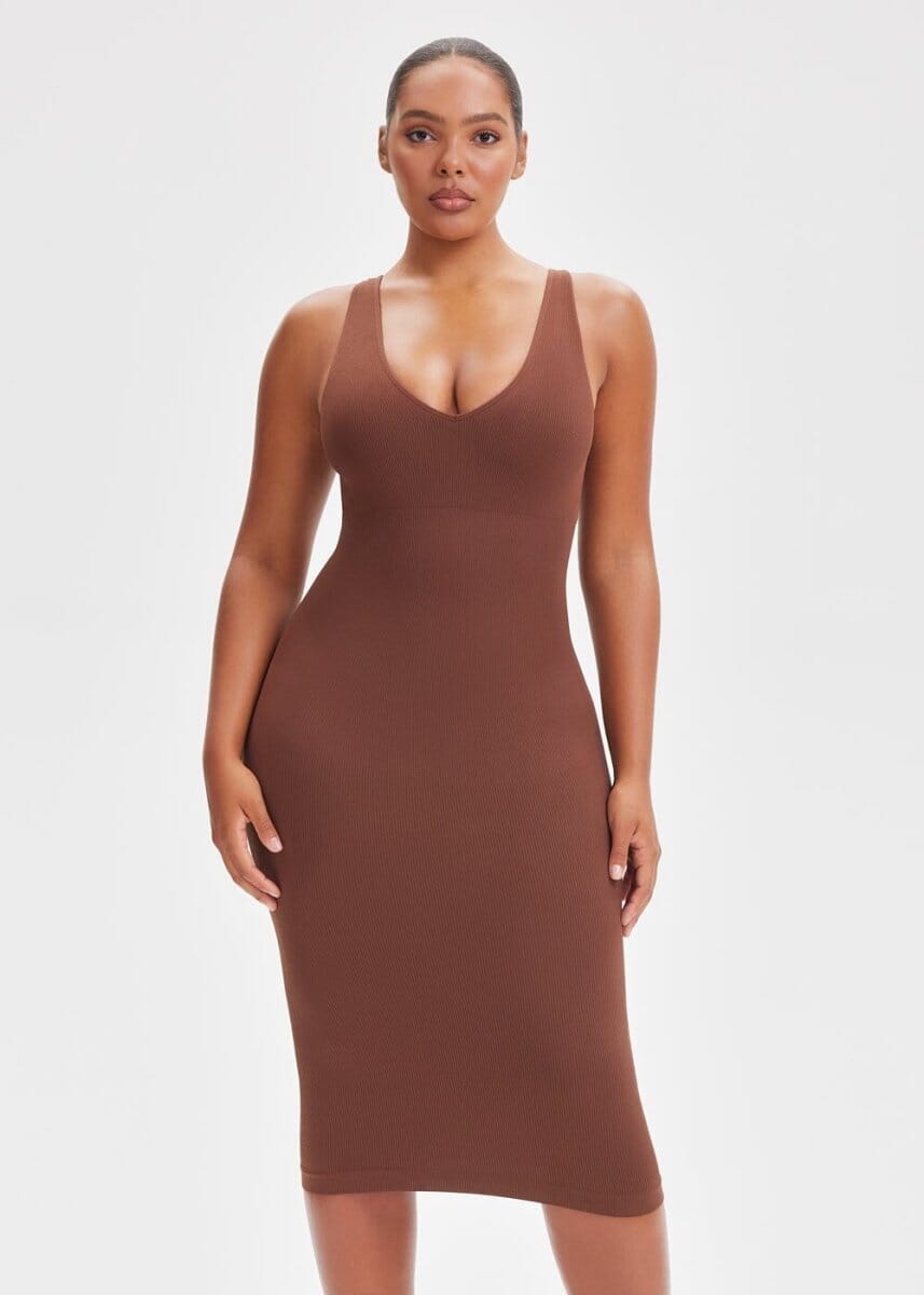 Shapewear Dress Deep V-Neck Tank - She's Waisted