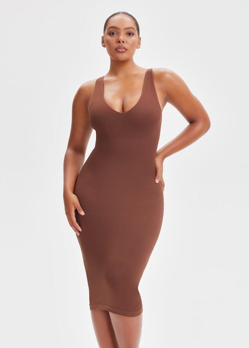 Shapewear Dress Deep V-Neck Tank - She's Waisted