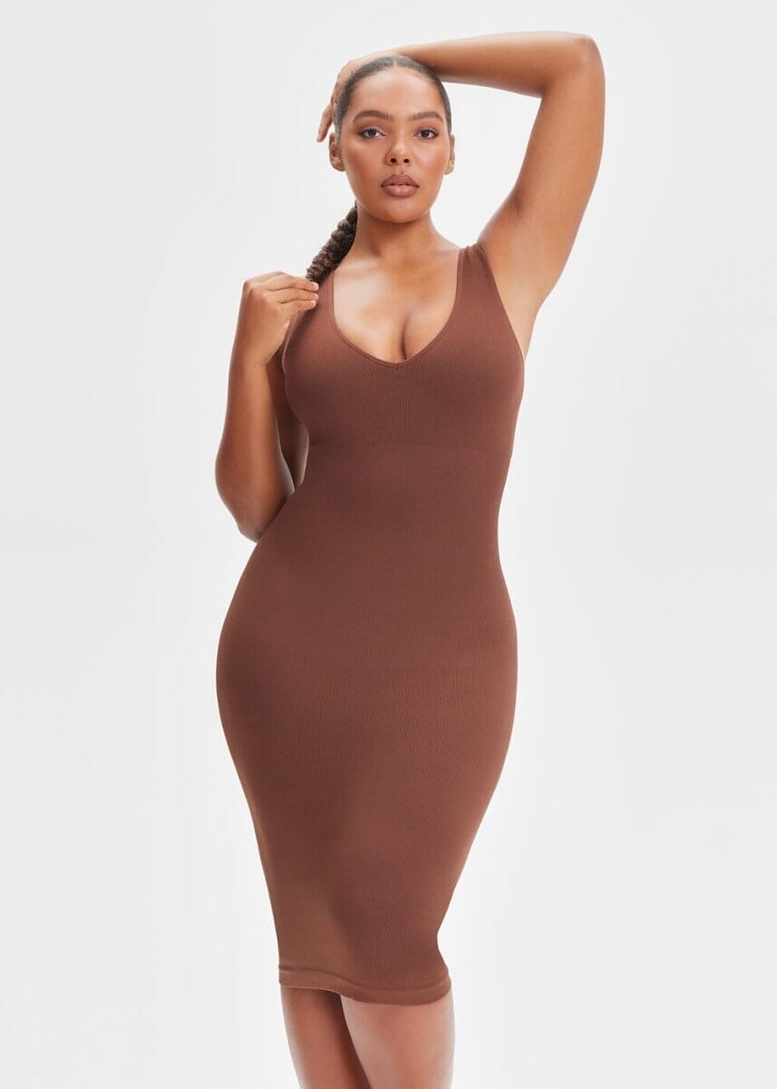 Shapewear Dress Deep V-Neck Tank - She's Waisted