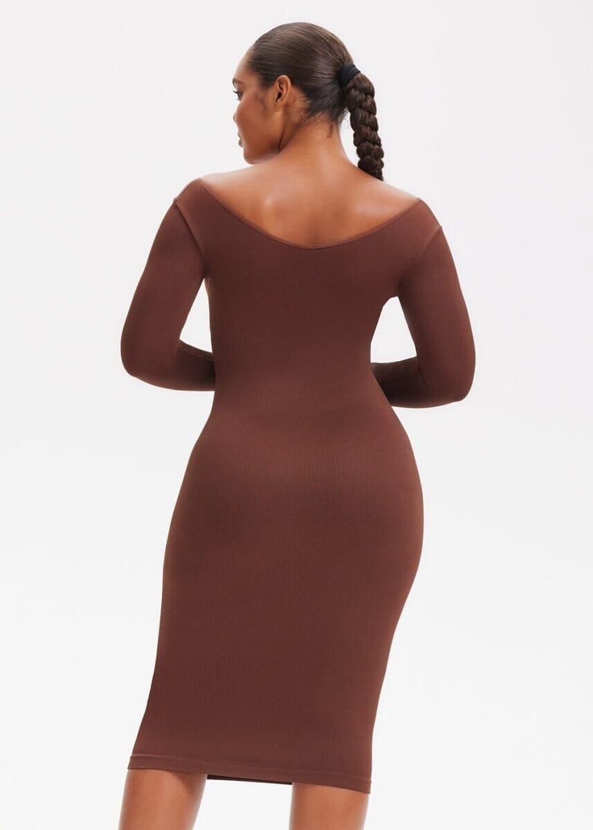 Shapewear Dress V-Neck Long Sleeve - She's Waisted