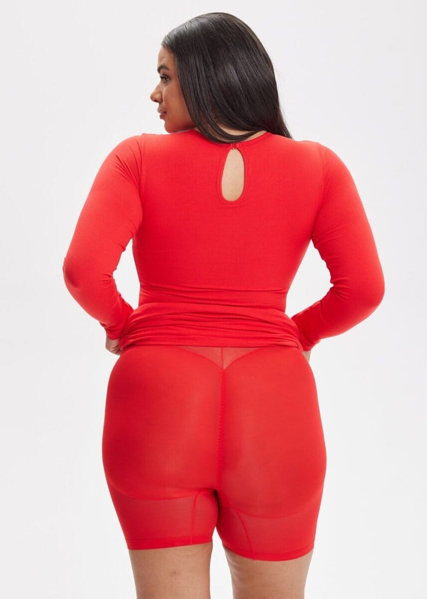 Built-In Shapewear Shorts Long Sleeve Above Knee - She's Waisted