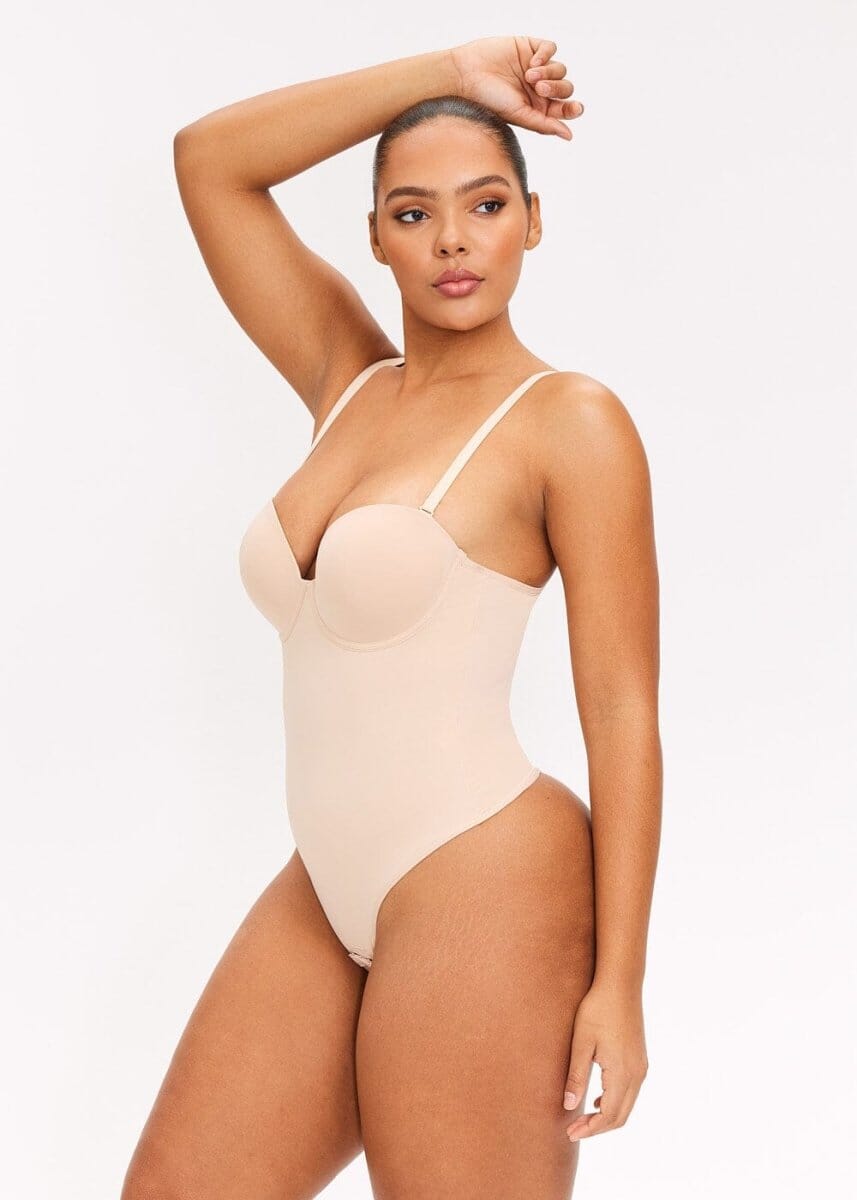 Deep V Clear Strap Backless Thong Girdle Shapewear Body Shapers with Bra  for Women - China Women Bodysuits and Women Jumpsuit price